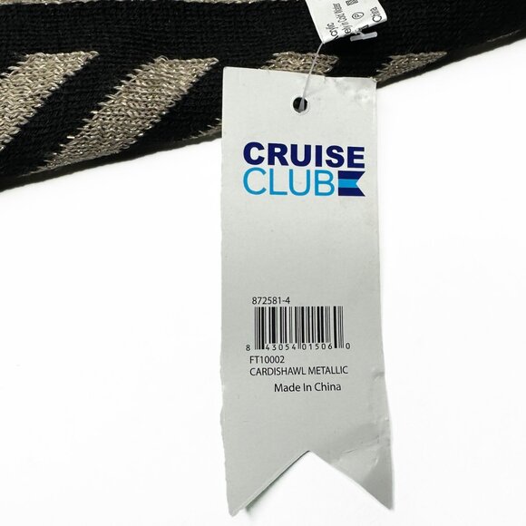 NEW CARDISHAWL Gold/Black SCARF WRAP METALLIC chevron stripe - Picture 10 of 10